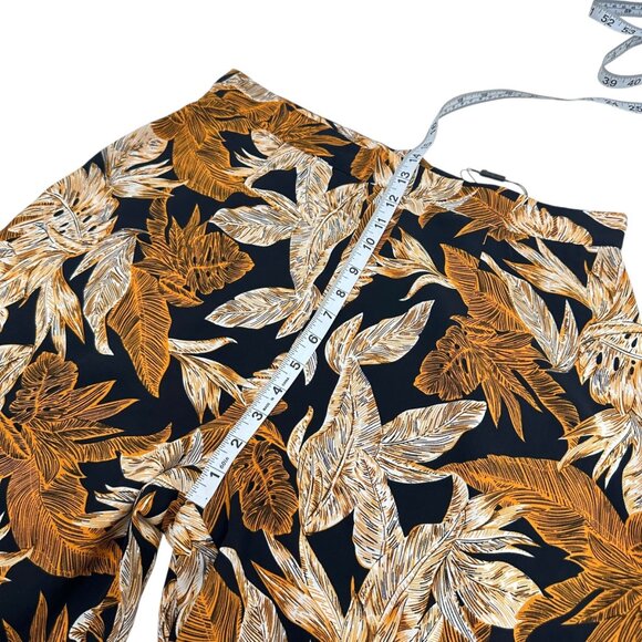 PrettyLittleThing Womens Tropical Leaf Print Flared Pants SZ 12 Beach Summer - Picture 6 of 11